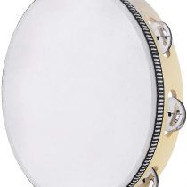 Tambourine for Church 8 inch Hand Held Drum Bell Birch Metal Jingles Percussion Musical Educational Instrument for KTV Party Kids Games by Musfunny (8 inch)