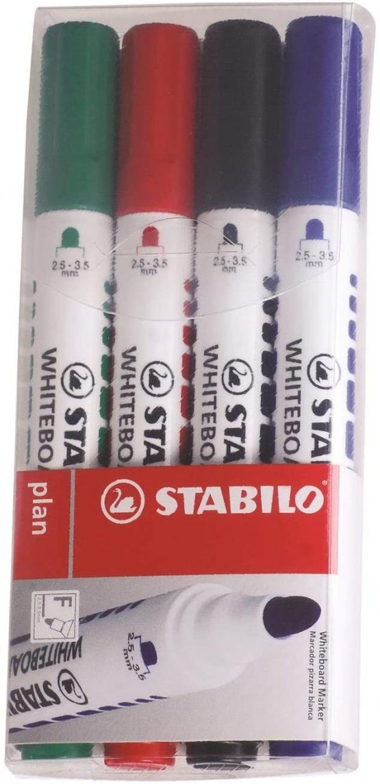 Stabilo Stabilo Plan Pack of 4 Assorted Pens: Green, 1 x Red 1 x Blue 1 x Black