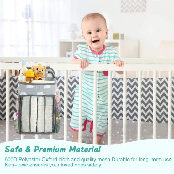 auvstar Hanging Crib Nappy Organizer,Storage Diaper Stacker,Large Capacity Baby Diaper Organiser Bag,Crib Nursery Organisers - Keeps All Baby Essentials at Your Fingertips (A) - Image 2