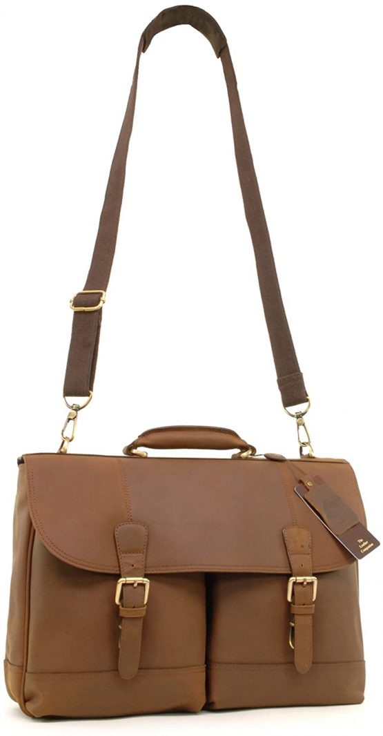 ASHWOOD - Heavy Duty Briefcase Cross Body Bag - Laptop Bag with Padded Compartment - Business Office Work Bag - Genuine Leather - HENRY - Mud Brown - Image 2