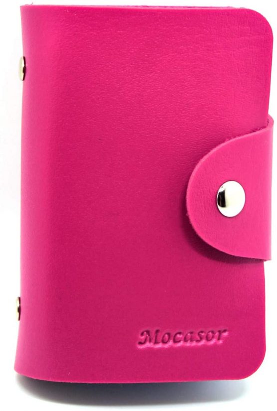 Mocasor Credit Card Holders for Women Men Bank Card Case (Rose Red) - Image 2
