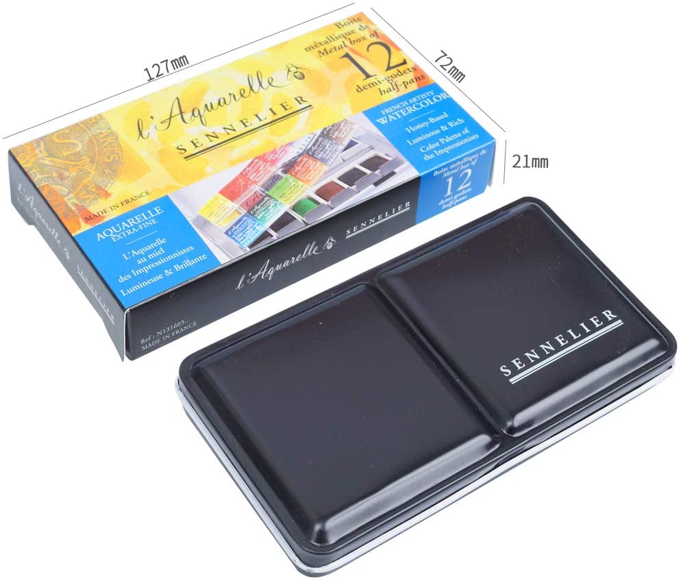 Sennelier Watercolour Metallic Tin of 12 Half Pocket Set, Yellow, 12 Unité (Lot de 1) - Image 2