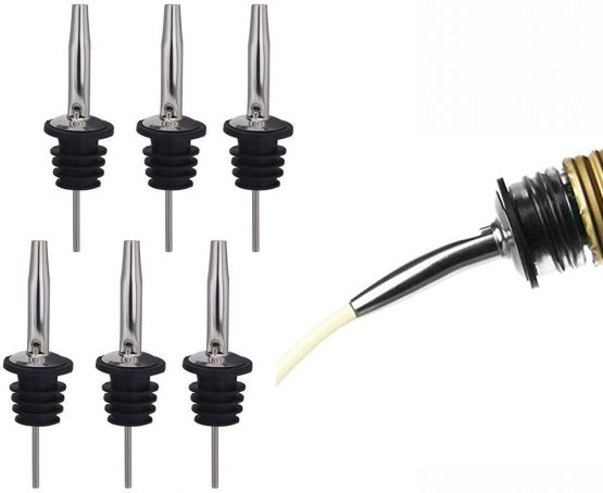 Gankarii Pack of 6pcs Stainless Steel Freeflow Pourer Spirit Pourer, Drinks Pourer, Oil Pourer, Bottle Pourer