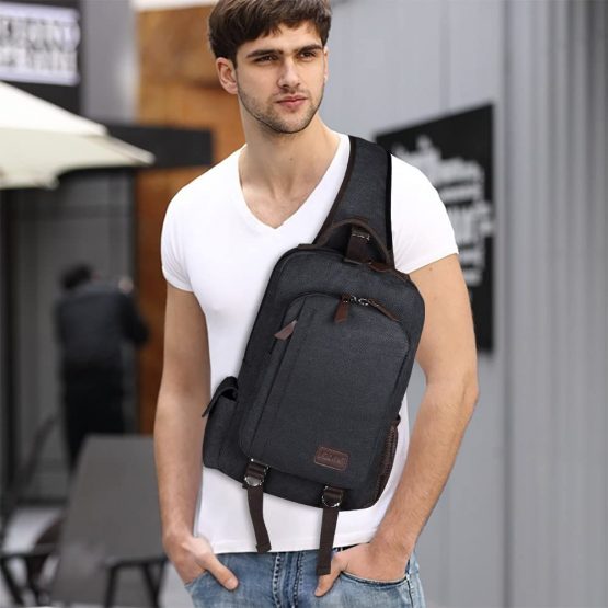 S-ZONE Men s 13 Inch Laptop Single Chest Shoulder Diagonal Gym Backpack Sack Satchel Outdoor Crossbody Pack - Image 2