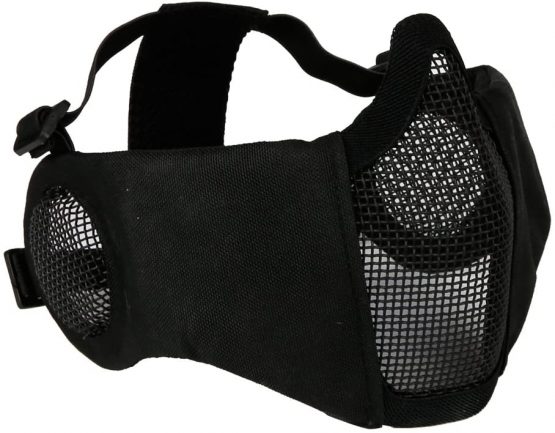 AOUTACC Foldable Airsoft Mask,Half Face Mesh Masks with Ear Protection for Cs War Game, BB Gun,Hunting,Paintball