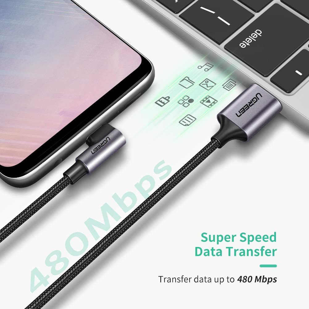 UGREEN USB A to USB C Cable 90 Degree 3A Right Angle USB C Charger Cable Fast Charging Compatible with iPhone 17/16/15 - Image 4