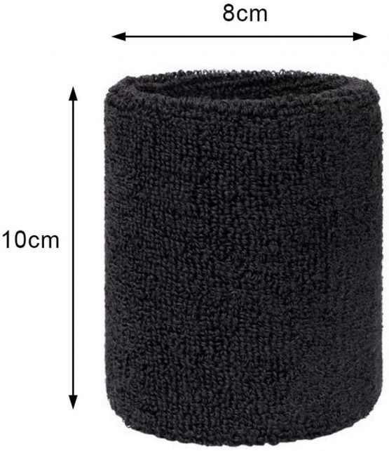 kuou 2 Pairs/4 Pack Black Wrist Sweatband, Athletic Cotton Sweat Bands Terry Cloth Wristband For Sports - Image 3