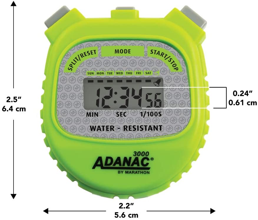 Marathon Adanac 3000 Sports Digital Stopwatch Timer, Green, 1 - Image 3