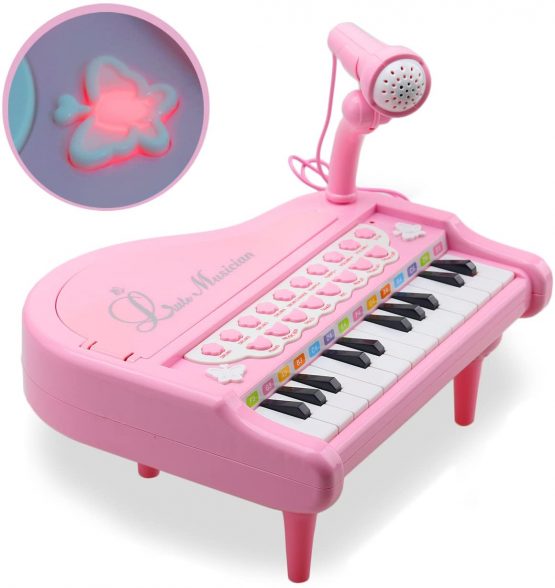 Amy&Benton Piano Keyboard Toy for Baby, 24 Keys Electronic Toy Piano for Kids with Microphone, Pink Piano Toy for Toddler Girl 1 2 3 Years Old - Image 4
