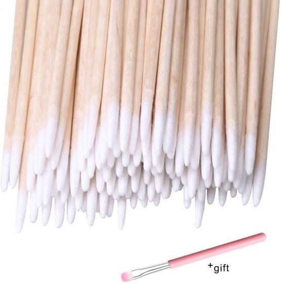 ZHIYE Cotton Buds, 400 pcs Cotton Swab, for Eyebrow Tattoo Beauty Make-up Color Nail Seam Dedicated Dirty Picking, Wood Handle Small Pointed Tip Head - Image 2