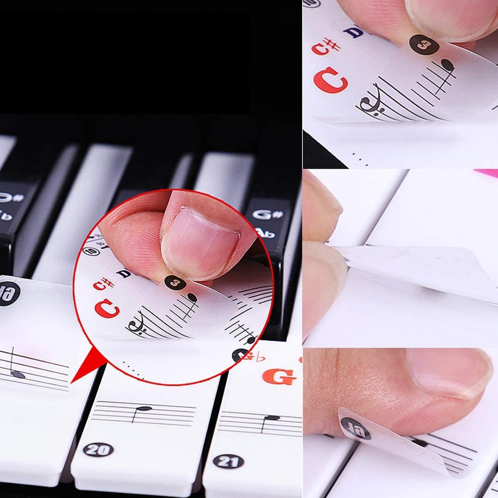 EUYuan Piano Sticker, Colorful Piano Keyboard Stickers for 88/61/49/37Key, Bigger Letter, Transparent and Removable - Image 2
