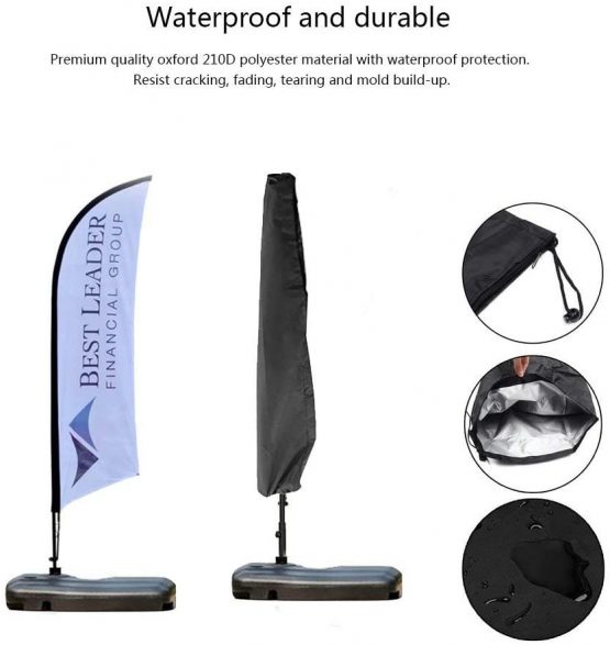 Loietnt Garden Parasol Cover, Outdoor Extra Large Waterproof Cantilever Umbrella Cover with Zipper Black 420D Oxford Fabric (Black Banana Umbrella Cover) - Image 2