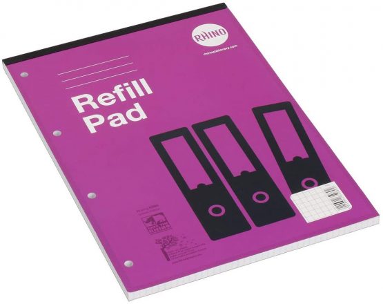 RHINO Stationery A4 Refill Pad 160 Page | 5mm Squared Paper Pad | Headbound Notepad | Purple | School Notepad Premium Writing Paper - Image 3