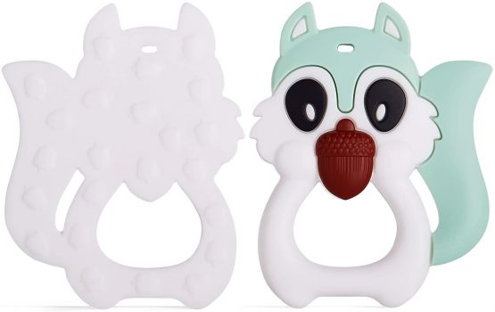 PREMYO Teething Toy for Baby Teether Silicone - Soothes Sore Gum Pain - Easy to Grab BPA Free Squirrel - Image 2