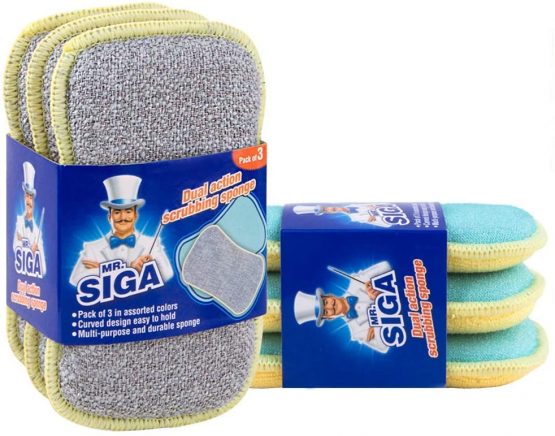 MR Dual Action Scrubbing Sponge, Pack of 6, Size:15x8.5x2.3cm