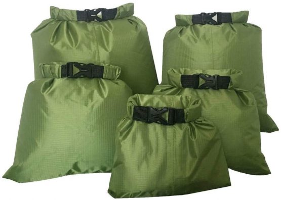 kuou 5Pcs WaterProof Dry Bags, Dry Sack WaterProof Bag Lightweight Dry Bag Snorkeling Bag Drifting Bag(1.5L+2.5L+3.5L+4.5L+ 6L)