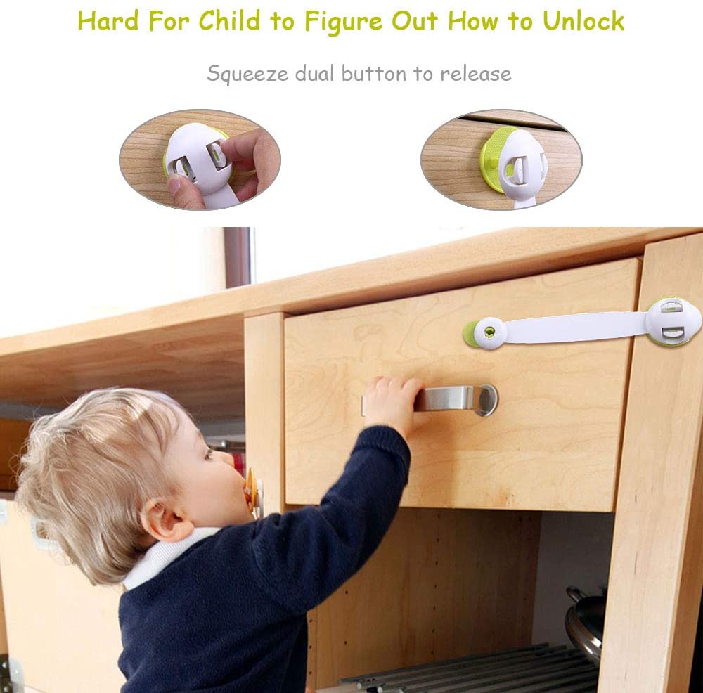 Vicloon Child Safety Cupboard Locks, 6 Pcs Baby Proof Locks No Screws with 3M Adhesive Stick On Cabinets - Image 2
