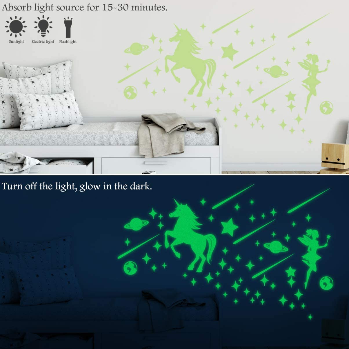 282pcs GlowThe Dark Stars Stickers Fluorescent Wall Ceiling Stickers Kids Dreamlike Rooms Home Decor Art Decals - Image 3