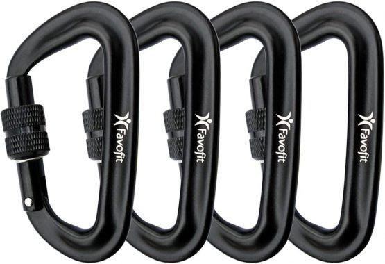 Favofit 12KN Heavy Duty Locking Carabiner Clips, 4 Pack, Small Screwgate Caribeaners for Gym Hammock Backpack Keychain Dog Leash