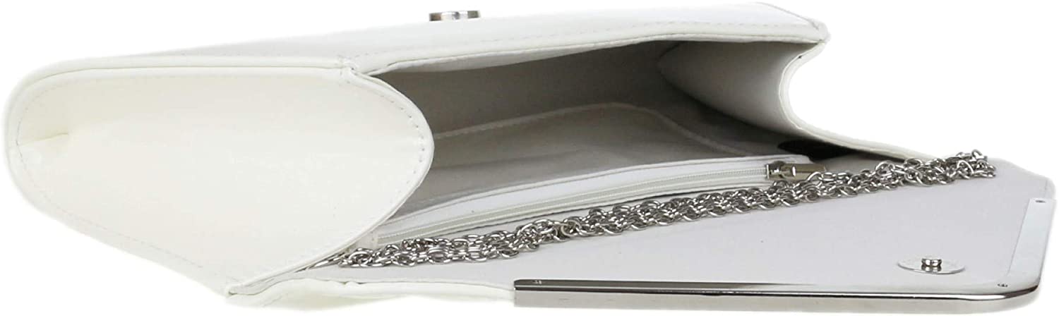 Girly Handbags Womens Glossy Oversized Clutch Bag (White), W 29, H 14, D 5 cm (W 11, H 6, D 2 inches) - Image 4