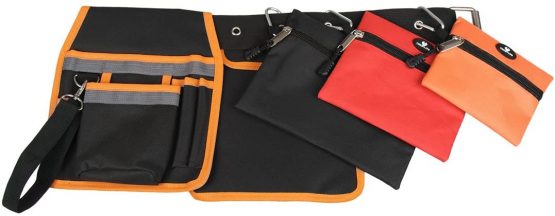 Case4Life - Heavy Duty Tool Pouch Bags Set - Set of 3 Sizes - Zipped Tool Organisers with Tool Belt Attachment Carabiner - Red, Black & Orange Storage Pouches - Image 2