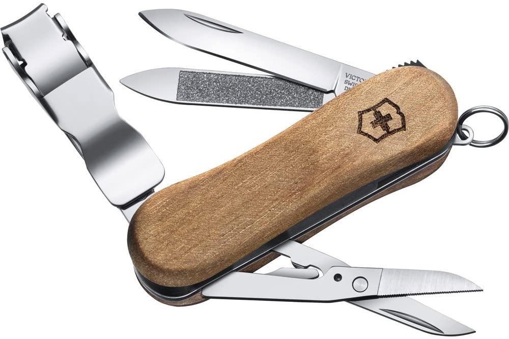 Victorinox Nailclip 580, Swiss Made, 6 Functions, Nail File, Nail Clipper, Blade, Scissors, Wood, Small/30 mm
