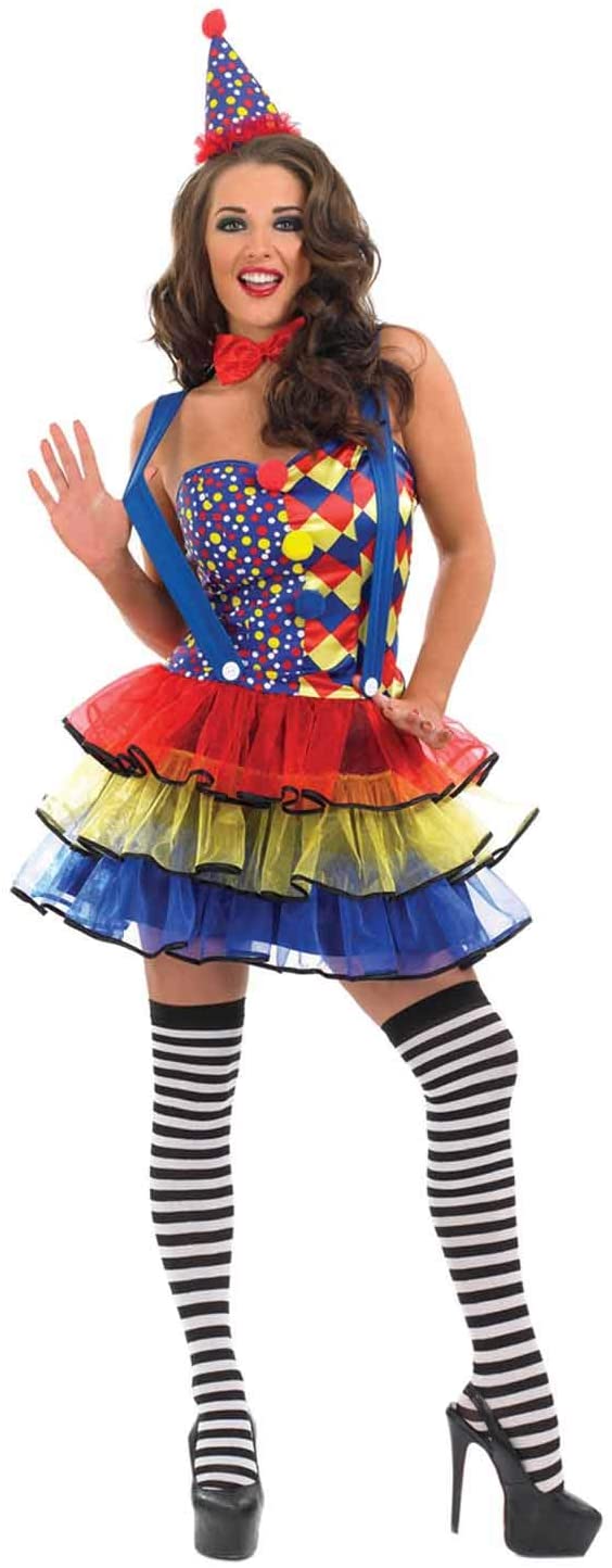 Fun Shack Womens Clown Costume Adults Circus Tutu Dress Carnival Outfit , Blue Tutu Clown, Women: 8-10