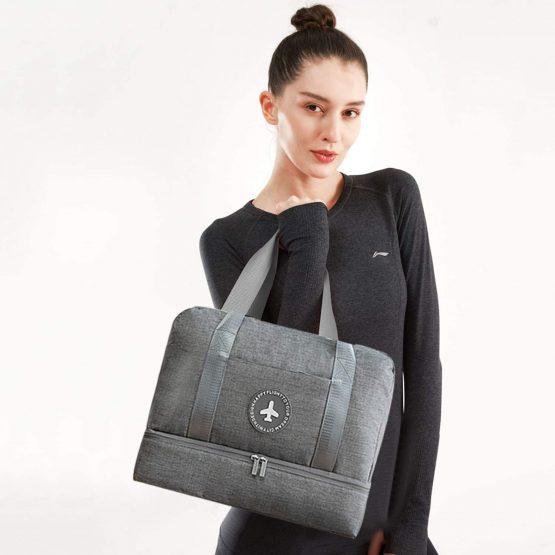 FANDARE Travel Duffel Bag for Women & Men Waterproof Overnight Weekend Bag Lightweight Travel Luggage Bag for Sports, Gym, Vacation Gray - Image 3