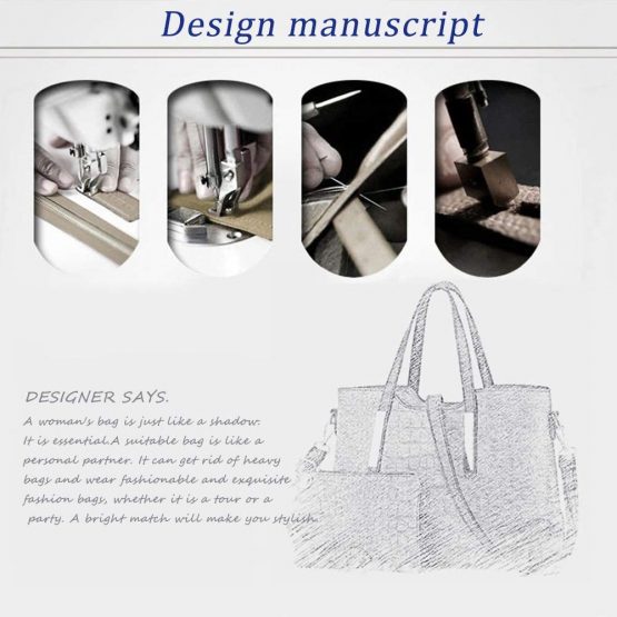 Chikencall® Women Clacssic Tote Bag Fashion Handbag And Purses Ladies Shoulder Bag Top Handle Satchel Wallet Set 2pcs - Image 4