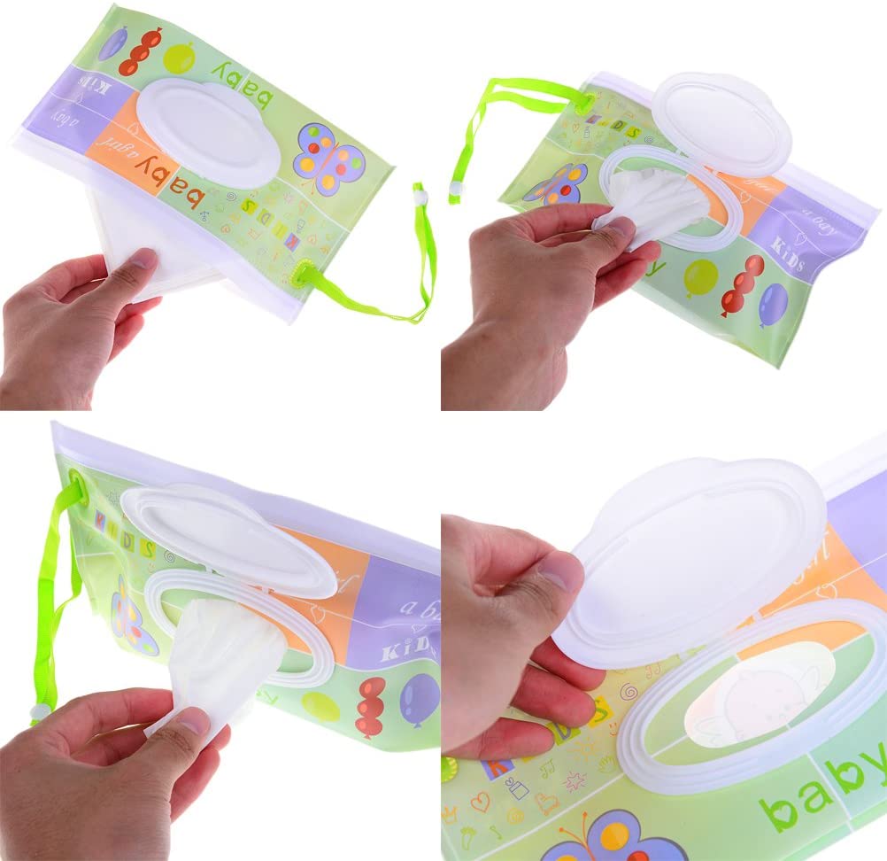 NIU MANG 4PCS Reusable Wet Wipe Pouch Travel Wet Wipe Case Wipes