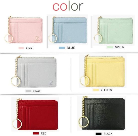 Coin Purse for Women, ZhaoCo PU Leather Zipper Womens Wallet Small Change Wallet Card Purse Cash Holder Organizer Coin Purse for Ladies Girls - Red - Image 2