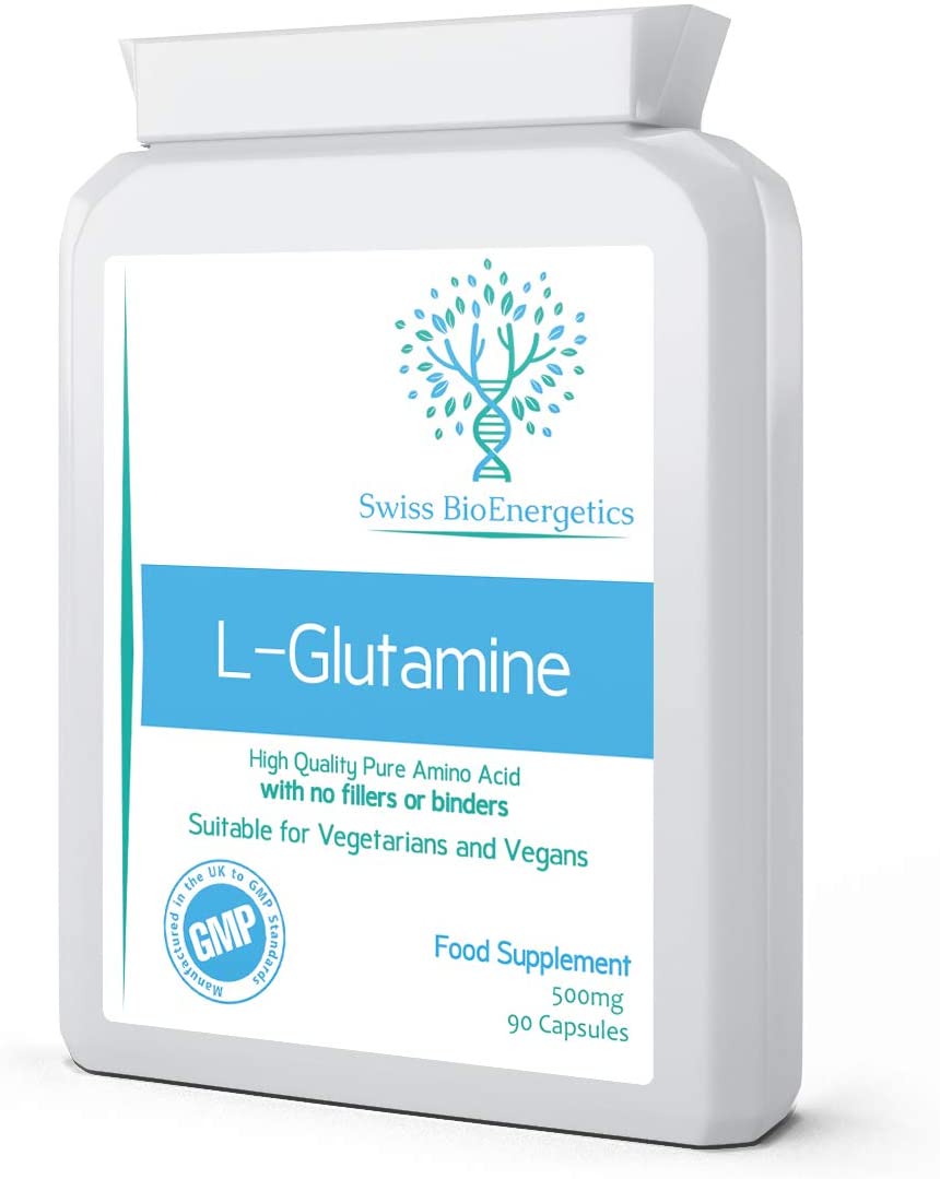 L-Glutamine 500mg 90 Capsules, Pure Amino Acid with no fillers or Binders, Suitable for Vegetarians and Vegans