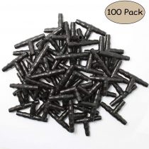 Kalolary 100pcs Barbed Connectors Drip Irrigation, 1/4" Universal Barbed Tee Pipe Joint, Fits 1/4" Drip Tubing Hose Watering Garden System