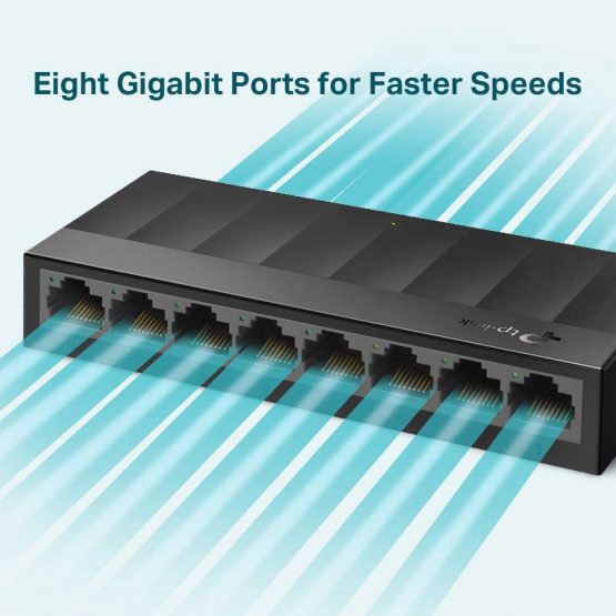 TP-Link LS1008G 8-Port Desktop/Wallmount Gigabit Ethernet Switch/Hub, Ethernet Splitter, Plug & Play, Desktop, Plastic Case - Image 3
