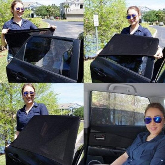 JELLYBABABABY Car Window Shades - Blocks UV Rays - Covers Rear Side Windows - Protects Baby Kids and Pets - Premium Quality Car Sun Shades - Universal Easy Fit - Pack of 2. - Image 2