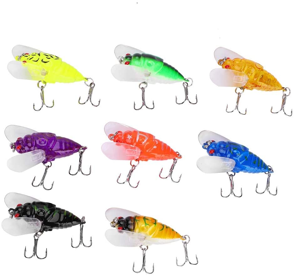 8 Colors Soft Artificial Cicada Shape Bait Hard Insects Lure Freshwater Fishing Tackle Lure with Hooks