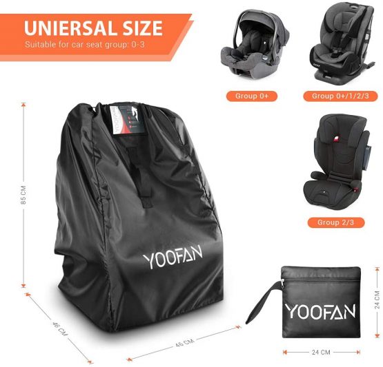 YOOFAN Gate Check Travel Bag with Backpack Shoulder Straps for Strollers, Car Seats, Pushchairs, Boosters, Infant Carriers and Wheelchairs, Water Resistant - Great for Airplane and Storage (Black) - Image 3