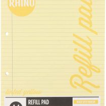 RHINO Stationery Special Education A4 Refill Pad Yellow Tinted Paper | 100 Page | 8mm Ruled with Margin School Notepad Quality Writing Paper