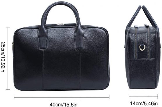 Leathario Men Briefcase Bag Genuine Leather Handbag 14" Laptop Bag Messenger Shoulder Business Luxurious Vintage Crossbody Bag Retro Leisure Fashion for Men Office Travel Weekend - Image 3