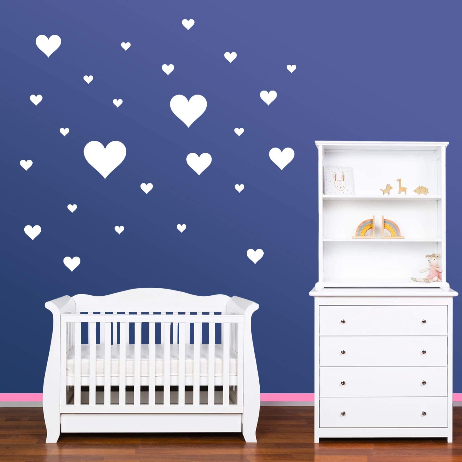 PREMYO Set of 32 Heart Wall Stickers Kids - Nursery Decor Easy to Apply - Decals for Bedrooms for Girls Boys White - Image 3