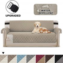 BellaHills Sofa Protectors for Pets/Dogs/Kids Sofa Covers 3 Seater Couch Covers Furniture Protector Covers Soft Quilted with Non Slip Strap Seat Width: 66" | 3 Seater, Khaki/Beige