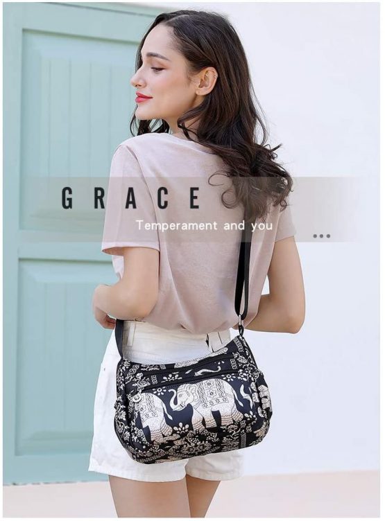 Ethnic Elephant Hobo Shoulder Bag for Women - Lightweight Ladies Cross-Body Handbags - 8 Pockets Medium Size Women Bags - Daily Travel Shopping Messenger Bag Side Bag - Image 2