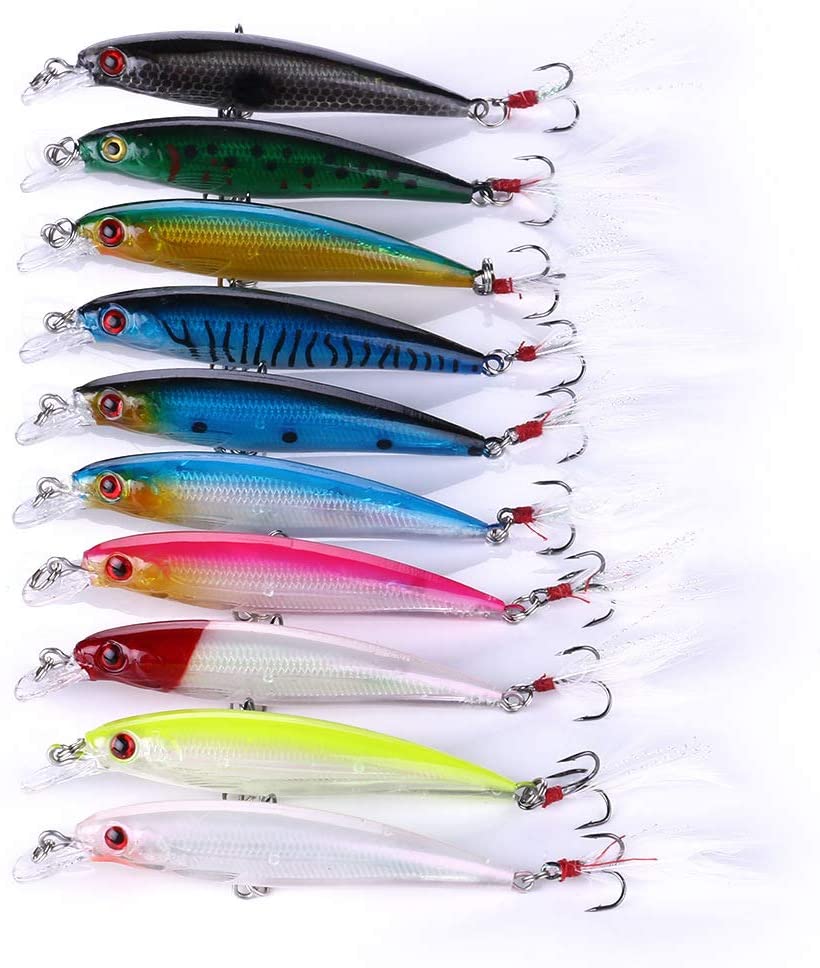 VOANZO 10PCS Laser Simulation Bait 3D Artificial Minnow Fishing Lures Baits, Plastic Fishing Tackle Bass - Image 3