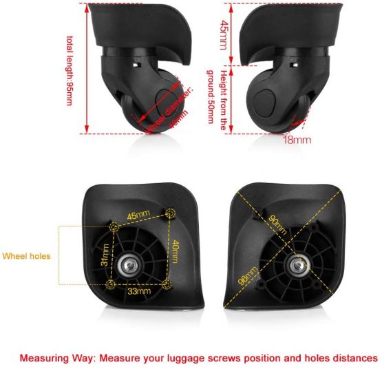 1 Pair Suitcase Replacement Wheels Universal PVC Wheels For Luggage Suitcase Trolley (W041-2 S) - Image 4