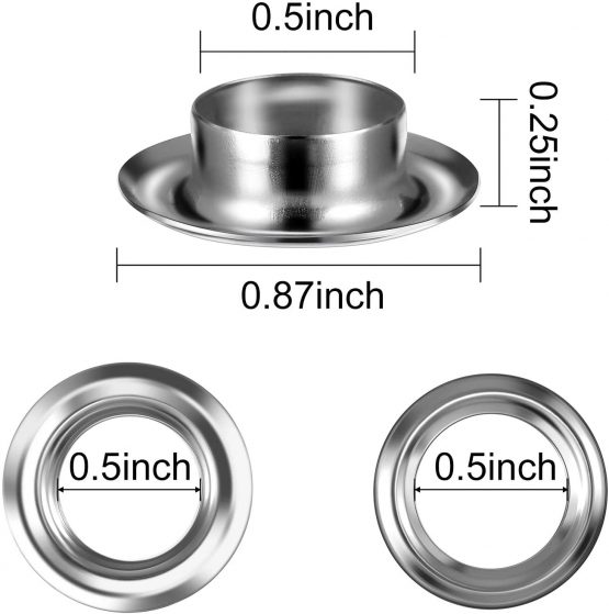 Grommet Tool Kit, Grommet Setting Tool and 100 Sets Grommets Eyelets with Storage Box (1/ 2 Inch Inside Diameter) - Image 2