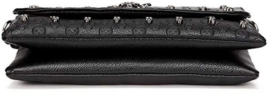 Chikencall Womens Punk Skull Print Crossbody Bag PU Leather Gothic Skull Shoulder Bag Purse with Chain - Image 4