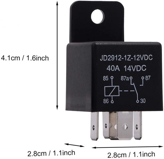 Ehdis® Motor Relay 5 Pin 12V Coil 40A Automotive Relay Contactor Relay Switch Power, Auto Switches & Starters, 2 Pack - Image 4