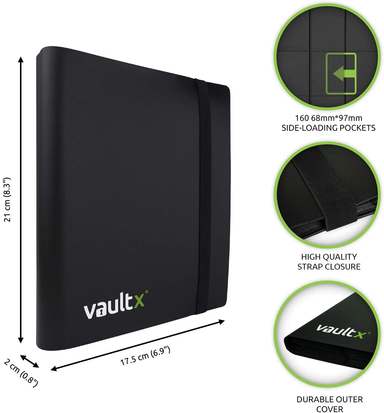 Vault X 4 Pocket Trading Card Strap Binder, 160 cards, Standard, 20 Side-Loading Pages - Image 2