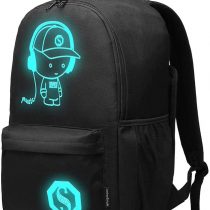 Kono Functional Laptop Rucksack with Rolling Wheels Lightweight and Waterproof Luminous Music Boy Detachable Trolley Backpack Cabin Luggage Bag (Black)