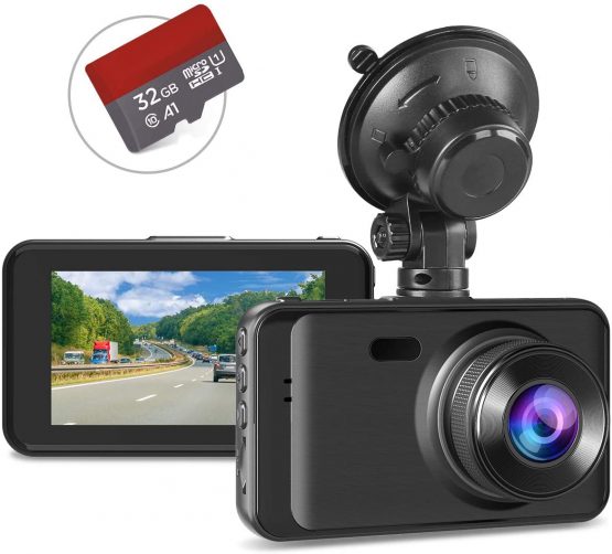 Dash Cam with SD Card Included FHD 1080P Dash Cams for Cars Dash Cameras Record Dash Cam with Night Vision, 170°Wide Angle 3”IPS Screen Dashcam Loop Recording G-sensor Motion Detection Parking Monitor
